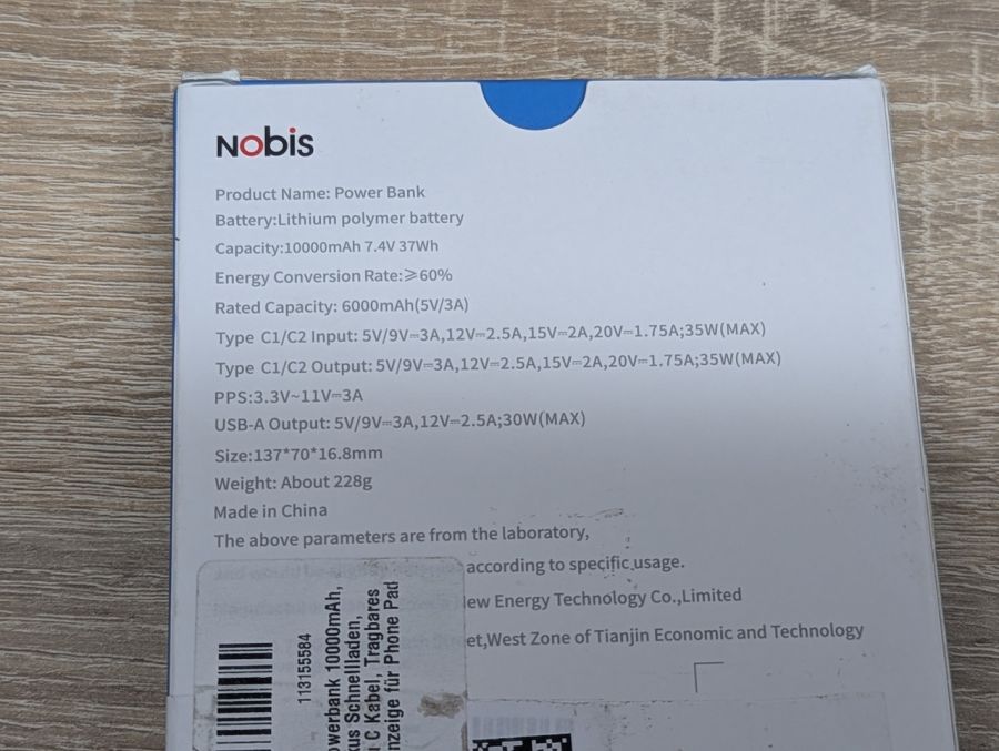 Новий Портативний зарядний пристрій NOBIS Power Bank 35 Вт [ProductHub SKU Nobis]
