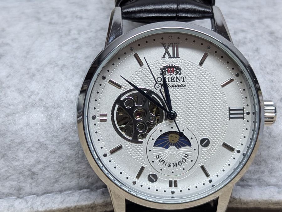 Новий Чоловічий механічний годинник Orient із серії Sun & Moon Semi Skeleton(аналог) [ProductHub SKU F5D2(2)]
