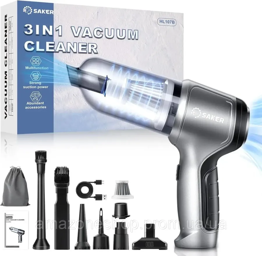 Новий Бездротовий автомобільний пилосос Saker 3in1 HL107B [ProductHub SKU HL107B(14)]