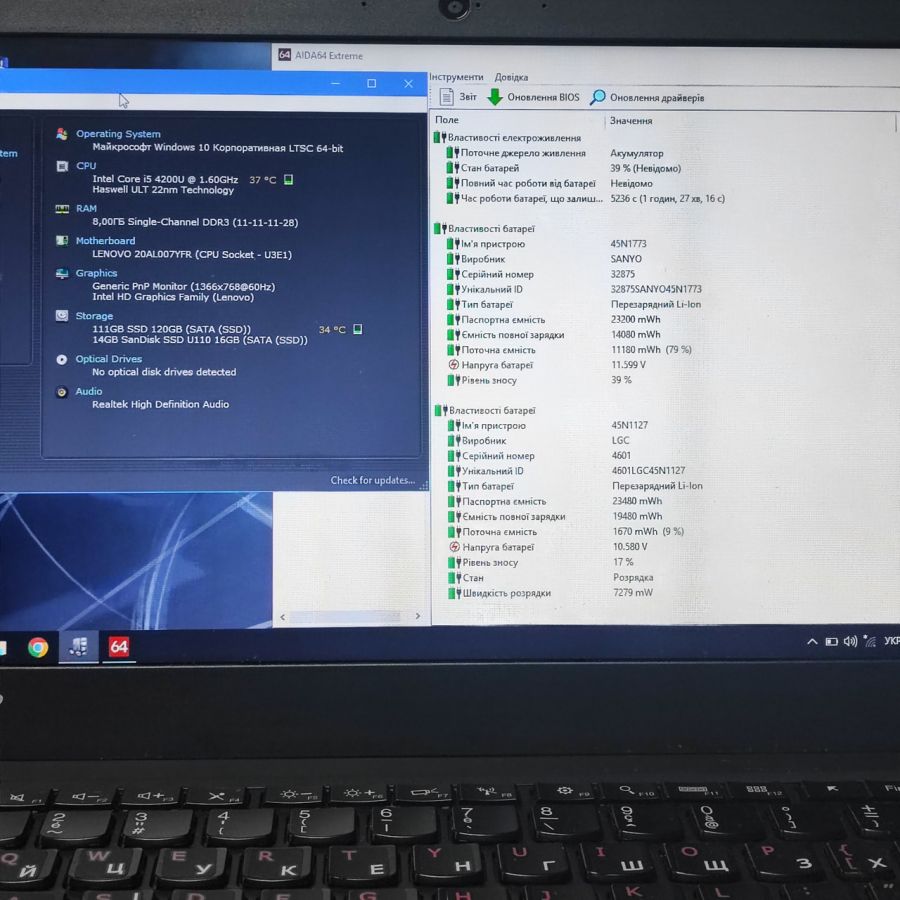 Ноутбук Б/В Lenovo X240, Intel Core i5-4200U, DDR3 8 GB, SSD 128GB, 12.5" HD