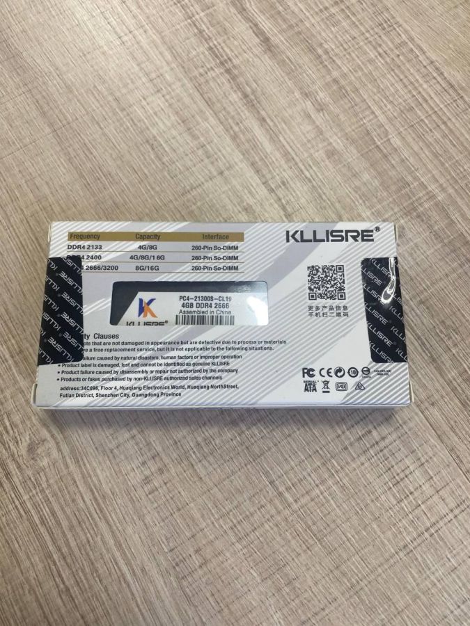 Б/В New Оперативна пам'ять для ноутбука KLLISRE 4 GB DDR4-2666S CL19 260-Pin SODIMM