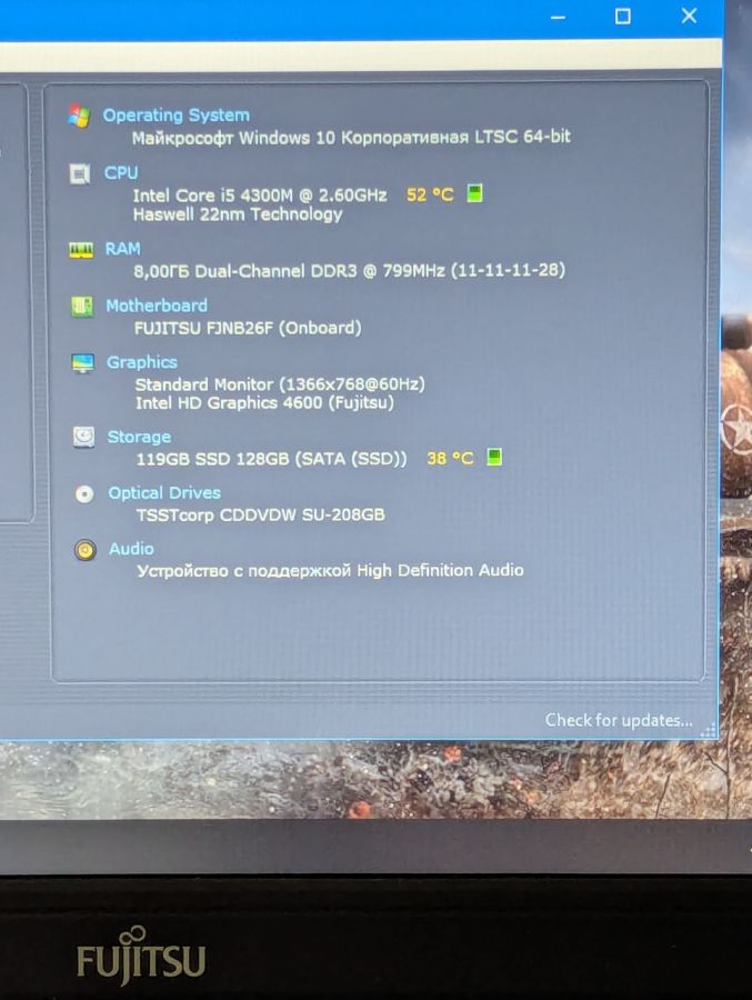 Уцінка! Ноутбук Б/В Fujitsu E754, Intel Core i5-4300M, DDR3 8 GB, SSD 128GB, 15.6" HD