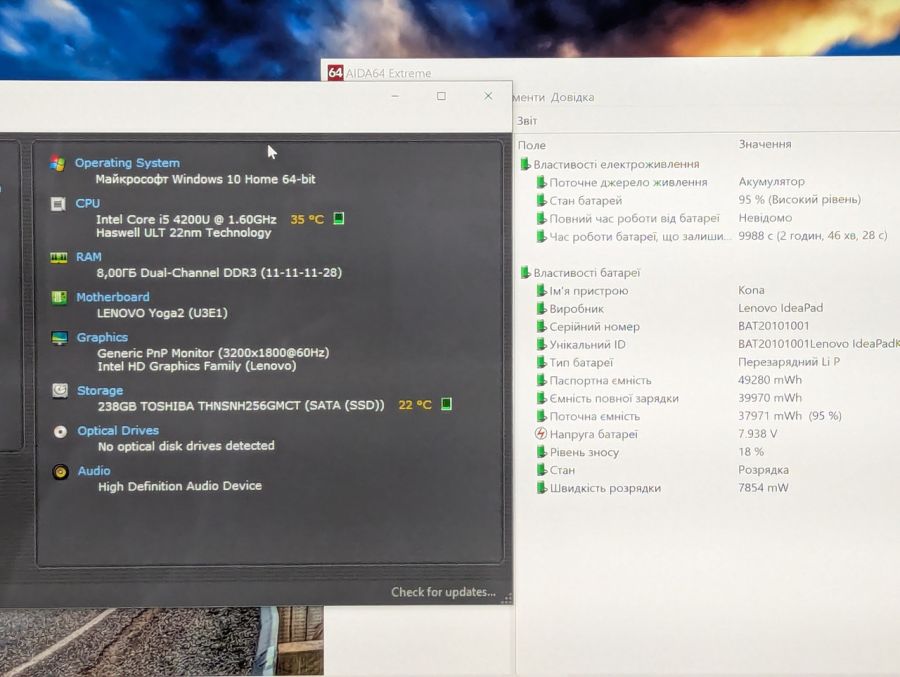 Уцінка! Ноутбук Б/В Lenovo Yoga 2 pro, Intel Core i5-4200U, DDR3 8 GB, SSD 256GB, 13.3" (3200x1800) Сенсор