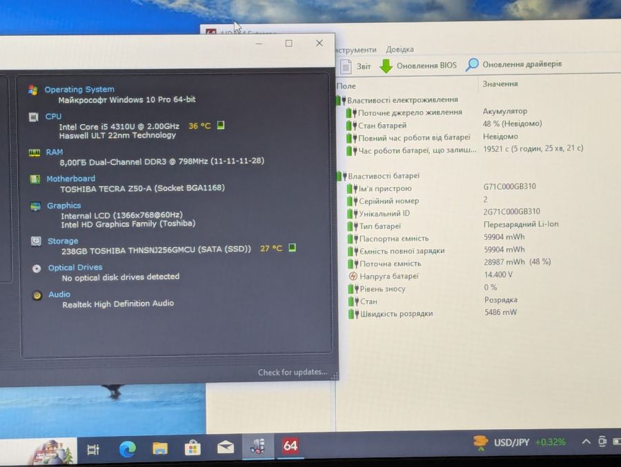 Ноутбук Б/В Toshiba Tecra Z50-A-19L, Intel Core i5-4310U, DDR3 8 GB, SSD 256GB, 15.6" HD