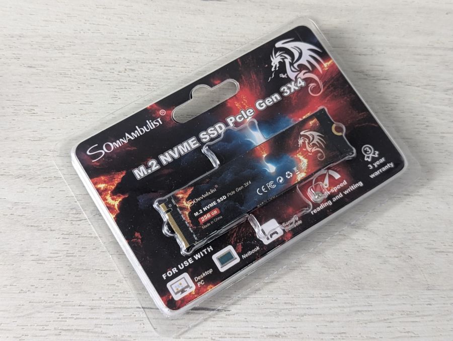 Б/В NVME SSD M.2 Pcle Gen 3x4 SomnAmbulist 256 Gb