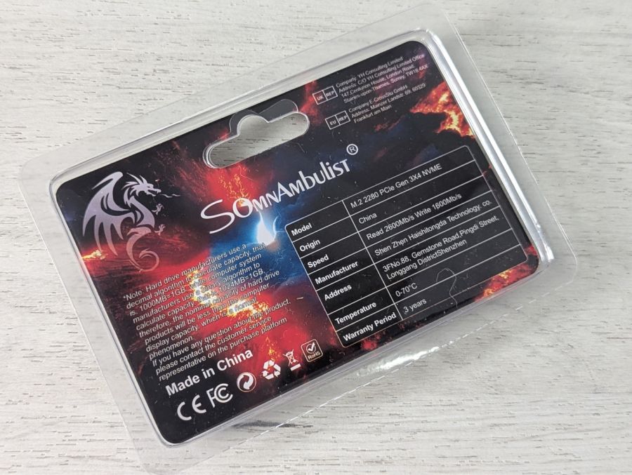 Б/В NVME SSD M.2 Pcle Gen 3x4 SomnAmbulist 256 Gb