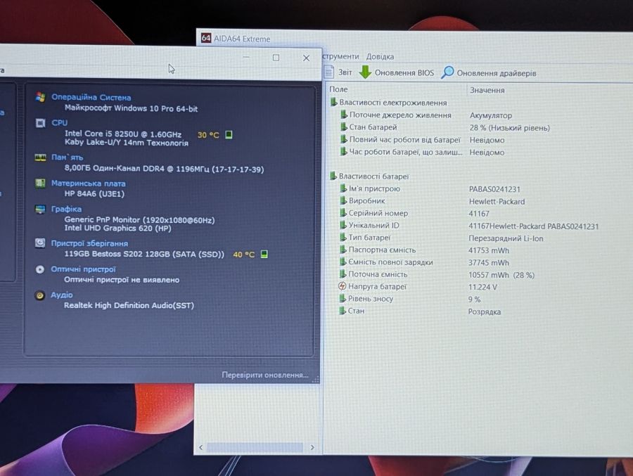 Уцінка! Ноутбук Б/В HP Laptop 15, Intel Core i5-8250U, DDR4 8 GB, SSD 128GB, 15.6" Full HD