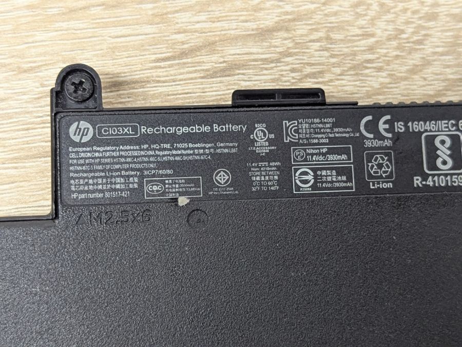 Б/В Оригінальна акумуляторна батарея HP CI03XL