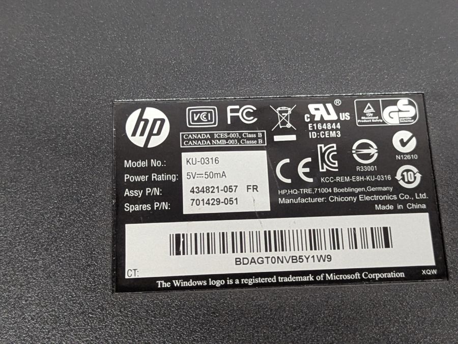 Б/В Клавіатура HP KU-0316
