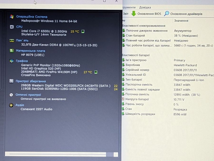 Ноутбук Б/В HP ZBook 15U G3, Intel Core i7-6500U, DDR4 32 GB, SSD 128GB + SSD 320GB, AMD FirePro W4190M 2Gb, 15.6" Full HD
