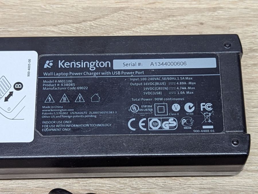 Б/В Блок живлення Kensington Wall Laptop Power Charger with USB Power Port 90W 5.5 x 2.5 мм