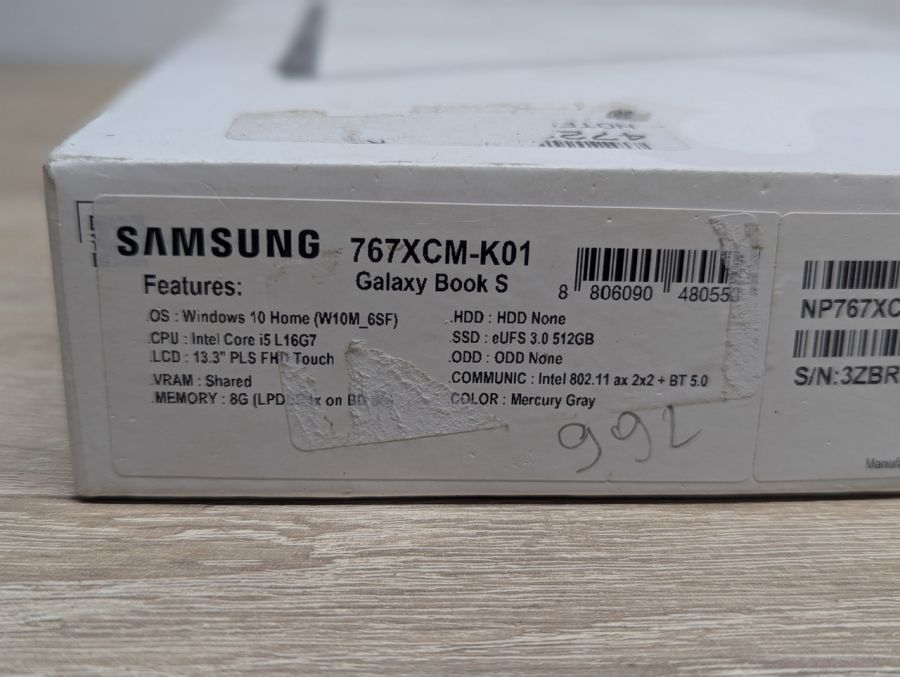 Ноутбук Б/В Samsung Galaxy Book S 767XCM-K01, Intel Core i5, DDR4 8 GB, SSD 512GB, 13.3" Full HD