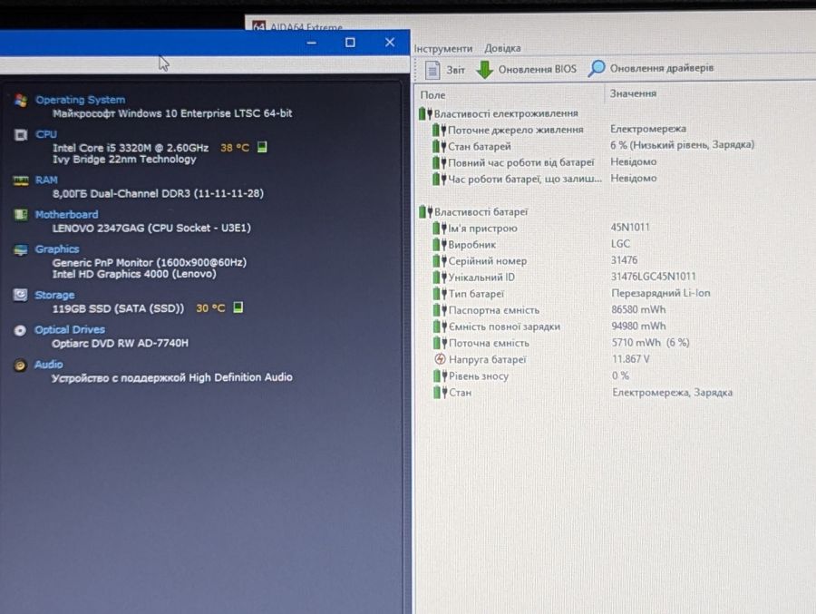 Ноутбук Б/В Lenovo ThinkPad T430, Intel Core i5-3320M, DDR3, SSD 128GB, 14" HD
