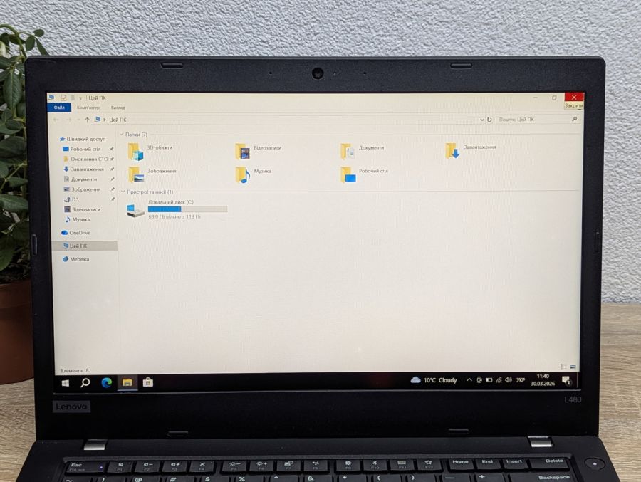Уцінка! Ноутбук Б/В Lenovo ThinkPad L480, Intel Core i5-8250U, DDR4 8 GB, SSD 128GB, 14" Full HD