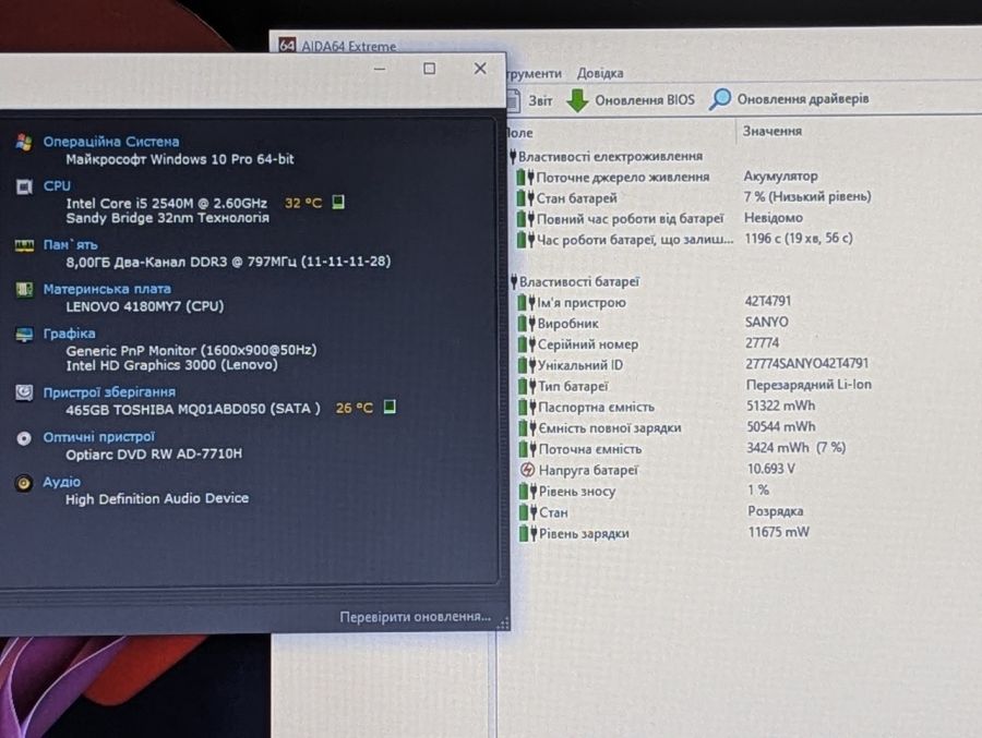 Ноутбук Б/В Lenovo T420, Intel Core i5-2540M, DDR3 8 GB, HDD 500GB, 14" HD
