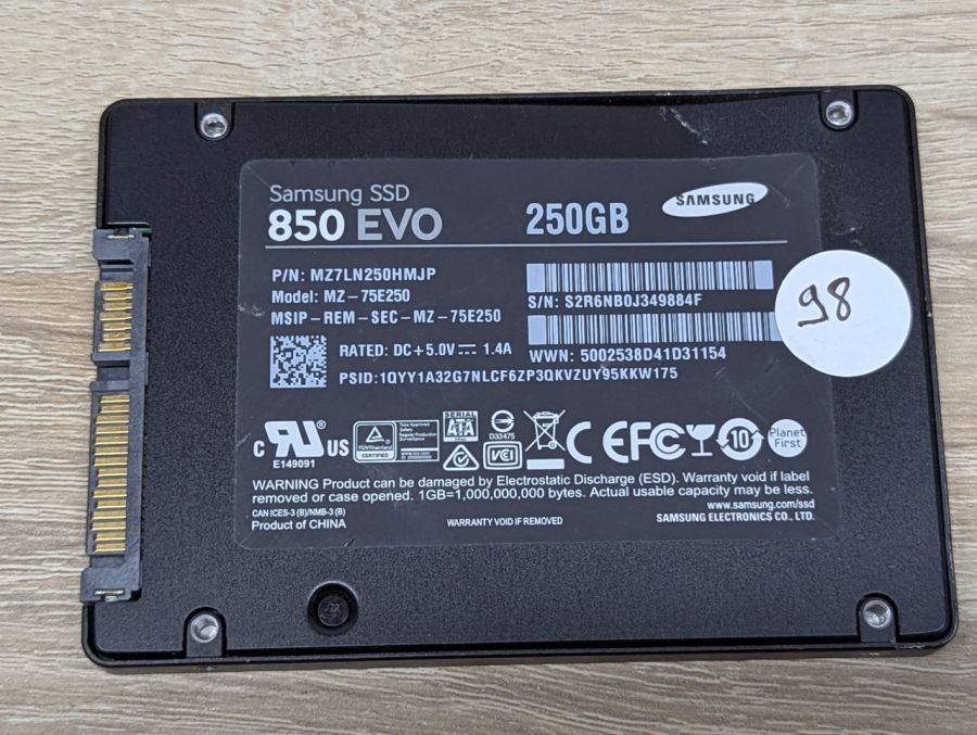 Б/В SSD Samsung 850 EVO 250 ГБ 2.5" Життя 98%