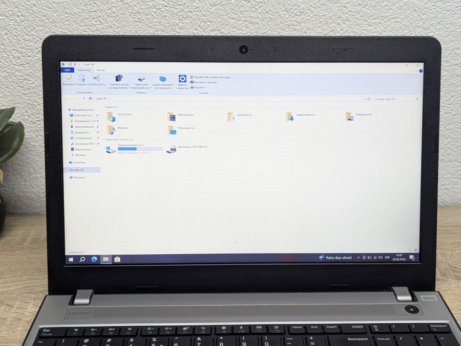 Ноутбук Б/В Lenovo E570, Intel Core i5-7200U, DDR4 8 GB, SSD 128GB, NVIDIA GeForce 940MX 2Gb, 15.6" Full HD [ProductHub SKU L600]